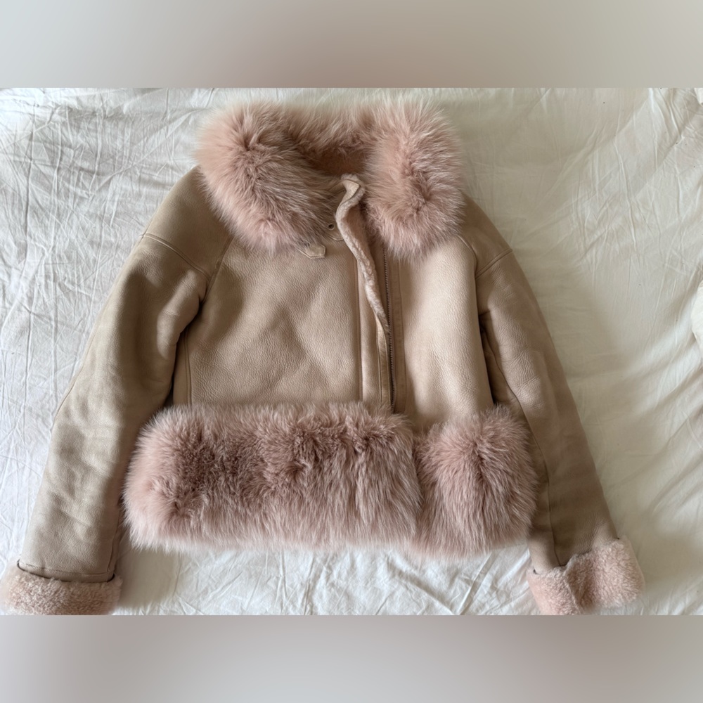 Real fur and real leather jacket size S